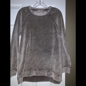 UMGEE crushed velour look taupe tunic sweatshirt M